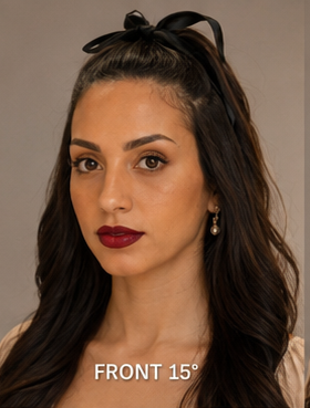 Natural 15 degree closeup blueprint of Ghazaleh Ghasemi, Persian-Canadian bilingual master of ceremonies and motivational speaker in Toronto