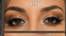 Frontal eyes closeup blueprint of Ghazaleh Ghasemi, Persian-Canadian bilingual master of ceremonies and motivational speaker in Toronto