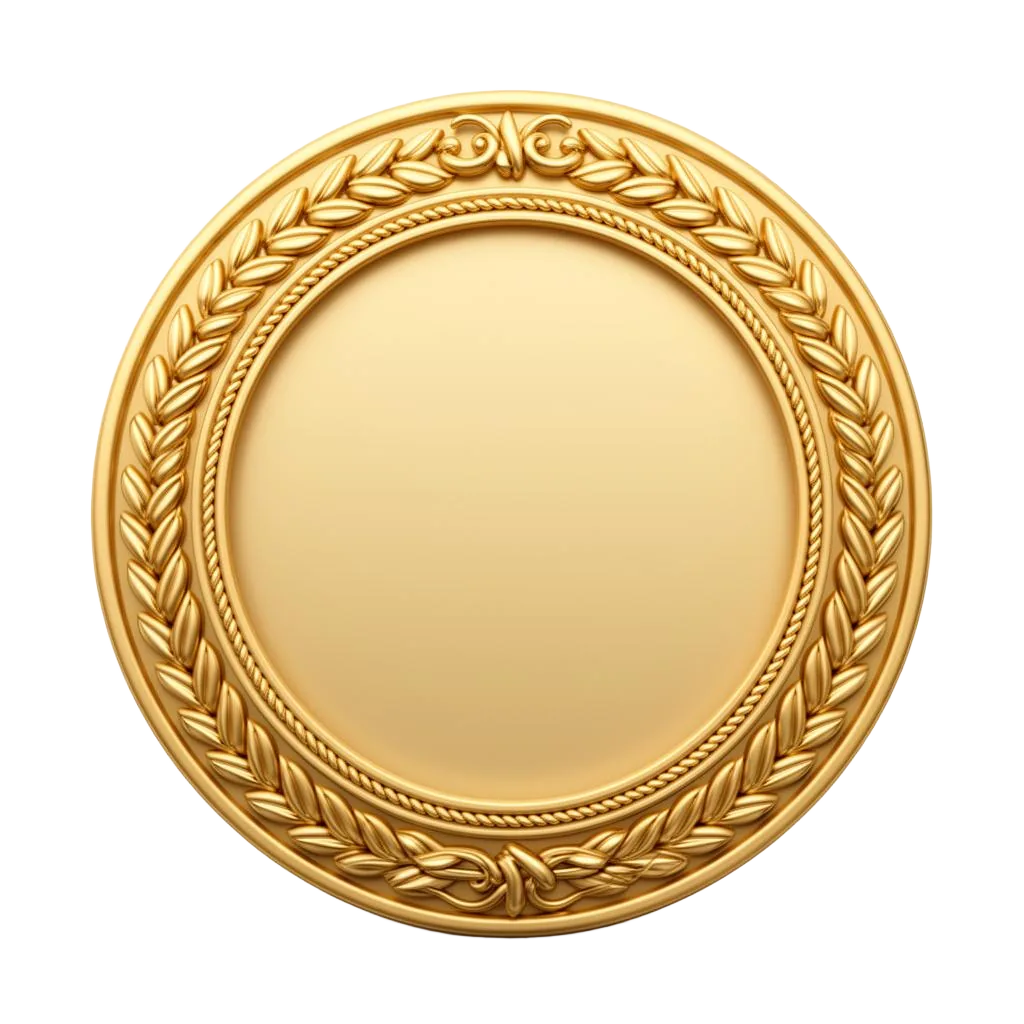 Golden 3D medallion clipart, bilingual master of ceremonies and motivational speaker, Toronto, Persian-Canadian