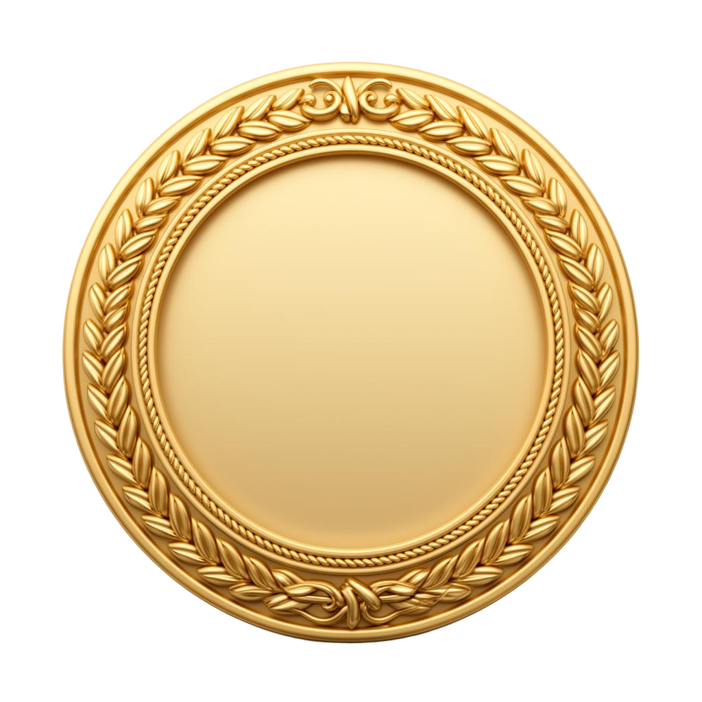 Golden 3D medallion clipart, bilingual master of ceremonies and motivational speaker, Toronto, Persian-Canadian