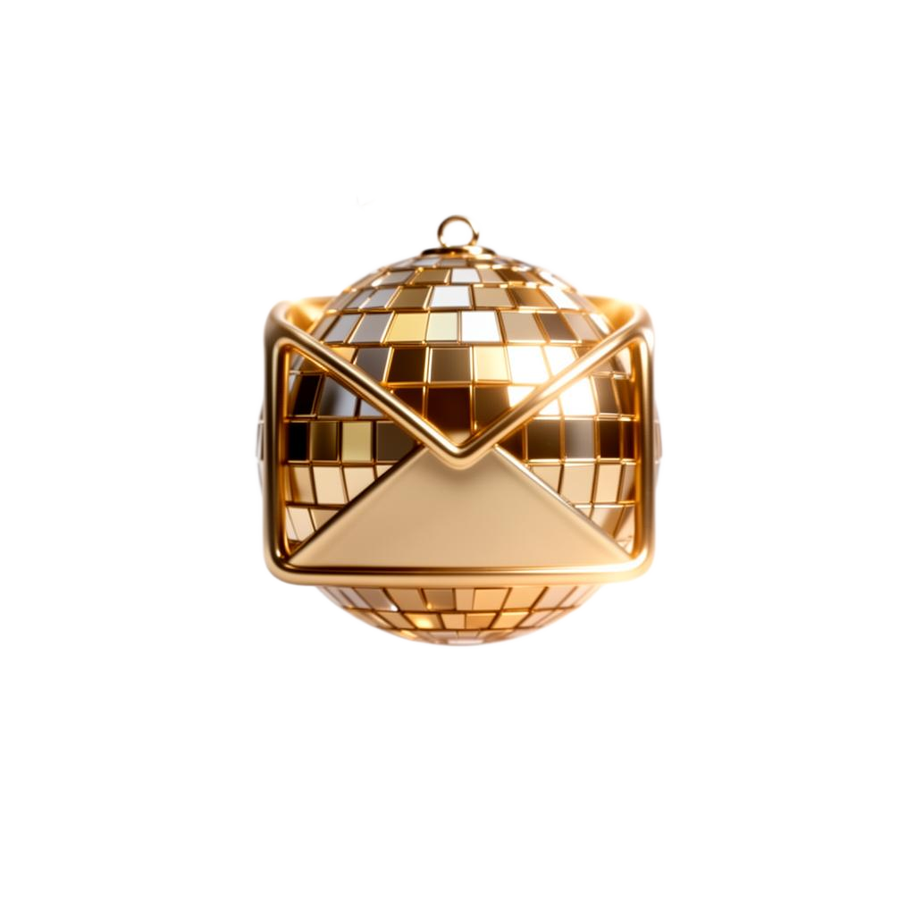 3D clip art gold envelope with ribbon, inviting event planners and brands to contact Ghazaleh Ghasemi to book a bilingual master of ceremonies and motivational speaker in Toronto
