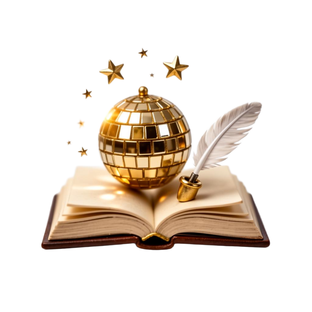 3D clip art illustration of an open journal with a quill, representing the writing and stage notes of Toronto motivational speaker and master of ceremonies Ghazaleh Ghasemi
