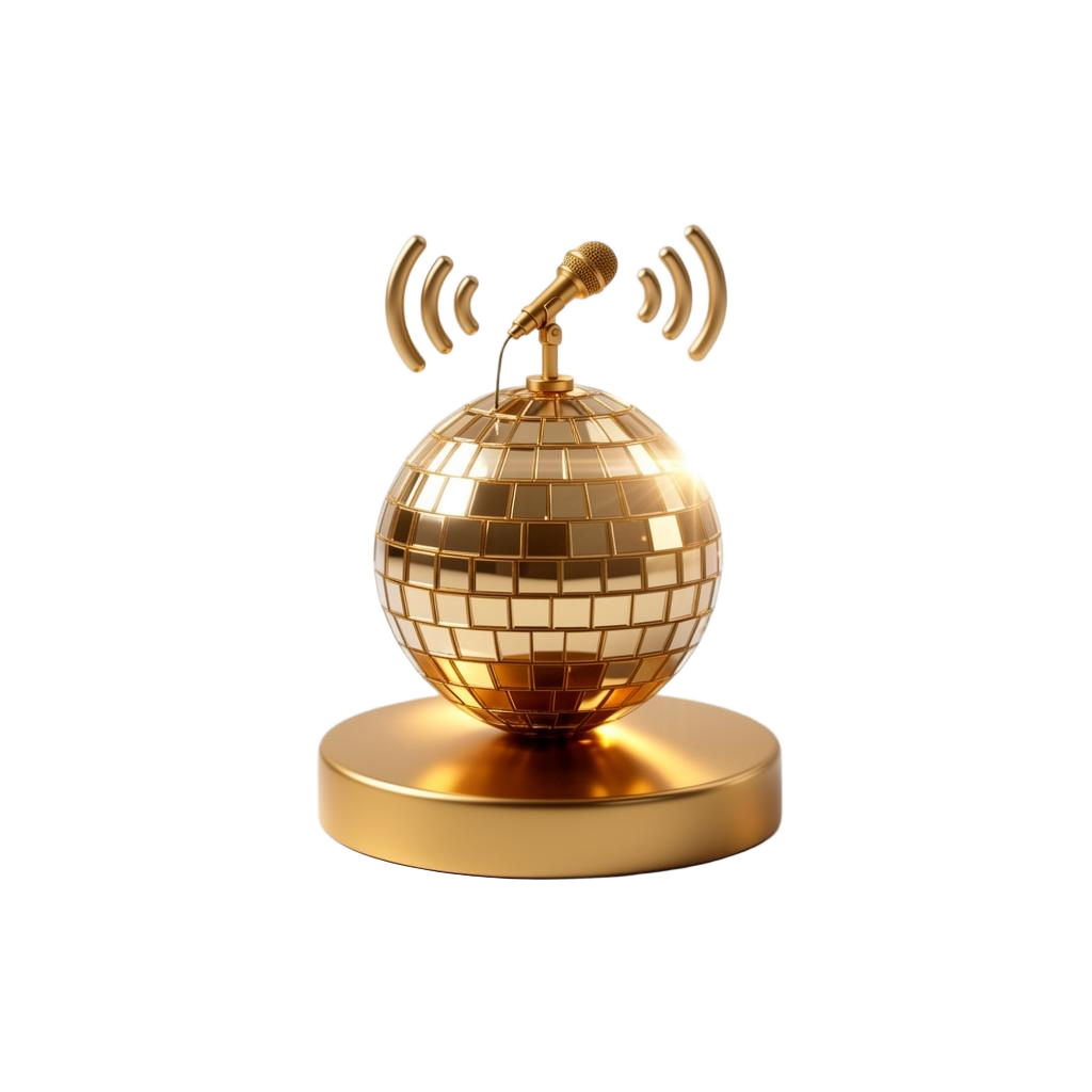 3D clip art keynote microphone on a glowing stage, representing motivational speaking and keynote engagements by Ghazaleh Ghasemi, bilingual English and Farsi speaker based in Toronto